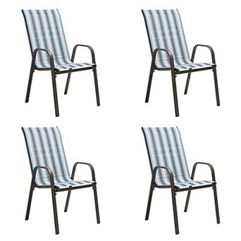 Set of 4 Durable Wide-Seat Weather-Resistant Chairs with Smooth Handrails and Breathable Quick-Dry