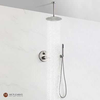 Mondawe 1-Spray Patterns Valve Shower Faucets Set with 2.5 GPM Ceiling Mount Dual Shower Heads