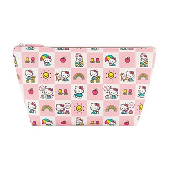 Sanrio Hello Kitty Checkered Pastel Trapezoid Cosmetic Travel Bag