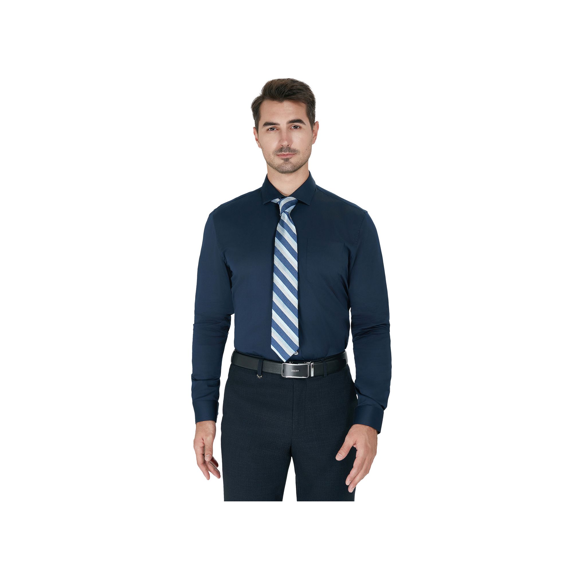 Mens Savile Row Classic Fit Sateen Dress Shirt, Size: Small 32-33, Blue