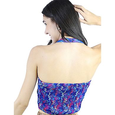 Women's Ikat-Print Halter Neck Sleeveless Top & Ruffled Mini Skirt 2 Piece Set
