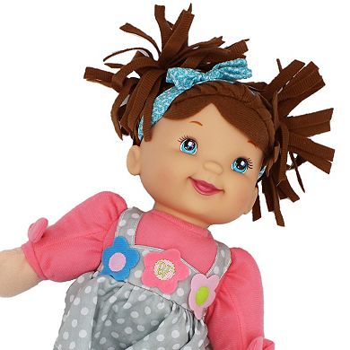 Goldberger Doll Baby's First Little Talker Brunette with Coral Dress