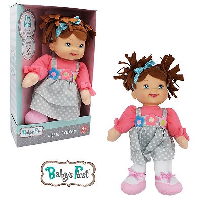 Goldberger Doll Baby's First Little Talker Brunette with Coral Dress
