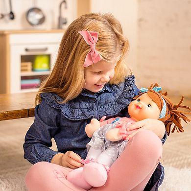 Goldberger Doll Baby's First Little Talker Brunette with Coral Dress