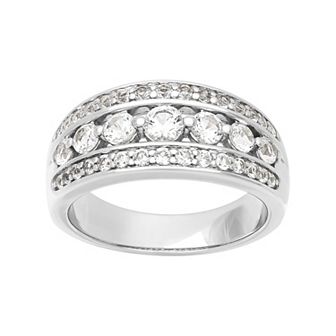 Love Always Sterling Silver 1 5/8 Carat T.W. Lab-Created White Sapphire Anniversary Band Ring