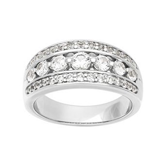 Love Always Sterling Silver 1 5/8 Carat T.W. Lab-Created White Sapphire Anniversary Band Ring