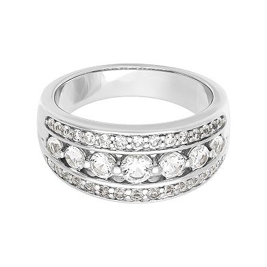 Love Always Sterling Silver 1 5/8 Carat T.W. Lab-Created White Sapphire Anniversary Band