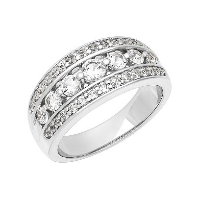 Love Always Sterling Silver 1 5/8 Carat T.W. Lab-Created White Sapphire Anniversary Band