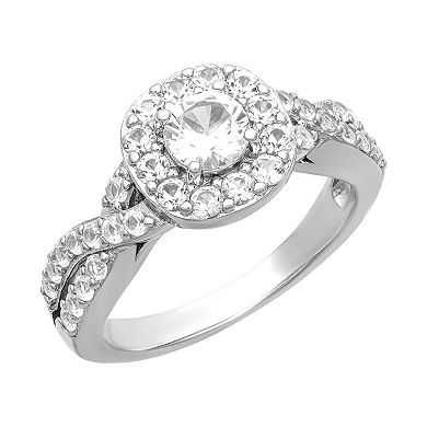 Love Always Sterling Silver 1 1/4 Carat T.W. Lab-Created White Sapphire Engagement Ring