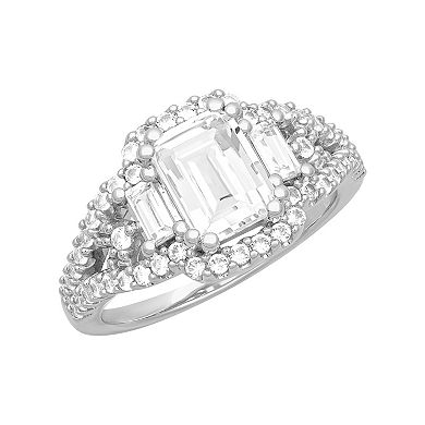 Love Always Sterling Silver 2 7/8 Carat T.W. Lab-Created White Sapphire Engagement Ring