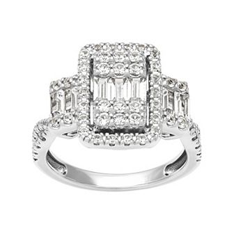 Love Always Sterling Silver 1 3/8 Carat T.W. Lab-Created White Sapphire Engagement Ring