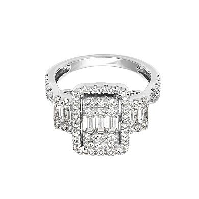 Love Always Sterling Silver 1 3/8 Carat T.W. Lab-Created White Sapphire Engagement Ring