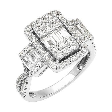 Love Always Sterling Silver 1 3/8 Carat T.W. Lab-Created White Sapphire Engagement Ring