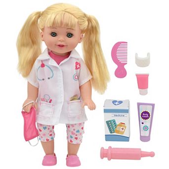 New Adventures Lil Tots: Talking Doctor 14" Blonde Doll 6 pc Playset