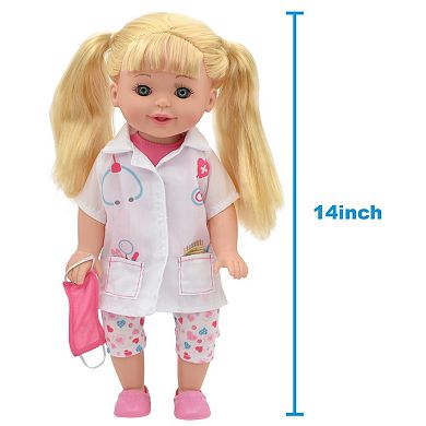 New Adventures Lil Tots: Talking Doctor 14" Blonde Doll 6-Pc. Playset