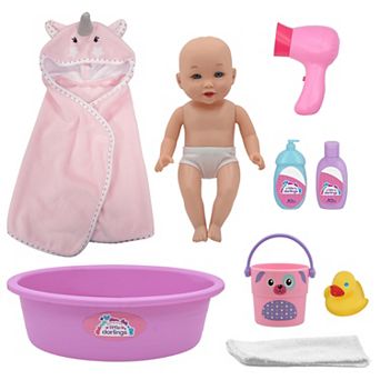 New Adventures Little Darlings: Wash N' Play 12" Doll 7 pc Baby Set
