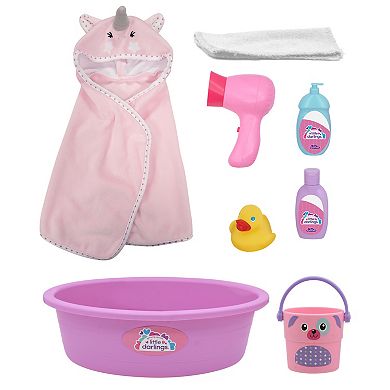 New Adventures Little Darlings: Wash N' Play 12" Doll 7-Pc. Baby Set