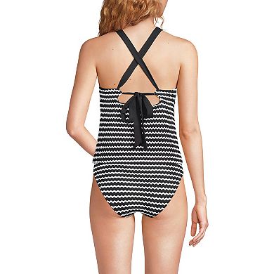 Women's Lands' End Crochet High Neck Tankini Top