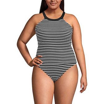 Plus Size Lands' End Crochet High Neck Tankini Top