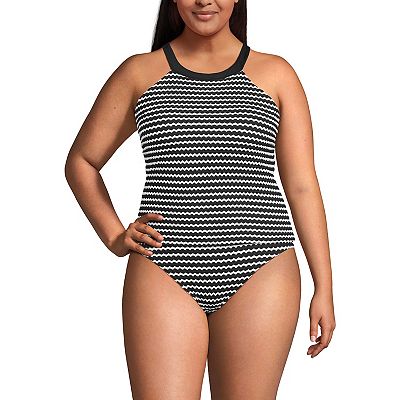 Plus Size Lands' End Crochet High Neck Tankini Top