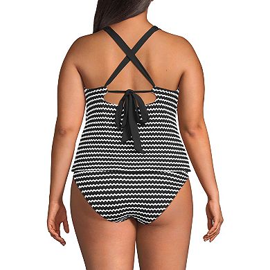 Plus Size Lands' End Crochet High Neck Tankini Top