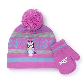 Girls' Bluey 2 pc Hat & Mitten Set