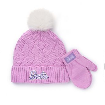 Girls' Mattel Barbie Knit Hat & Mittens Set