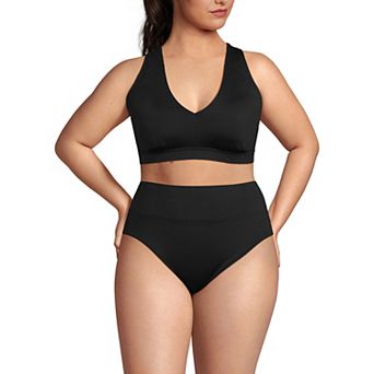 Plus Size Lands' End 2 pc V-Neck Tankini & High Waisted Bottom Swimsuit Set