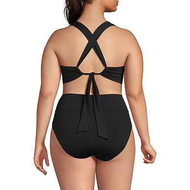 Plus Size Lands' End 2-pc. V-Neck Tankini & High Waisted Bottom Swimsuit Set