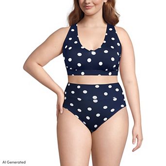 Plus Size Lands' End 2 pc V-Neck Tankini & High Waisted Bottom Swimsuit Set