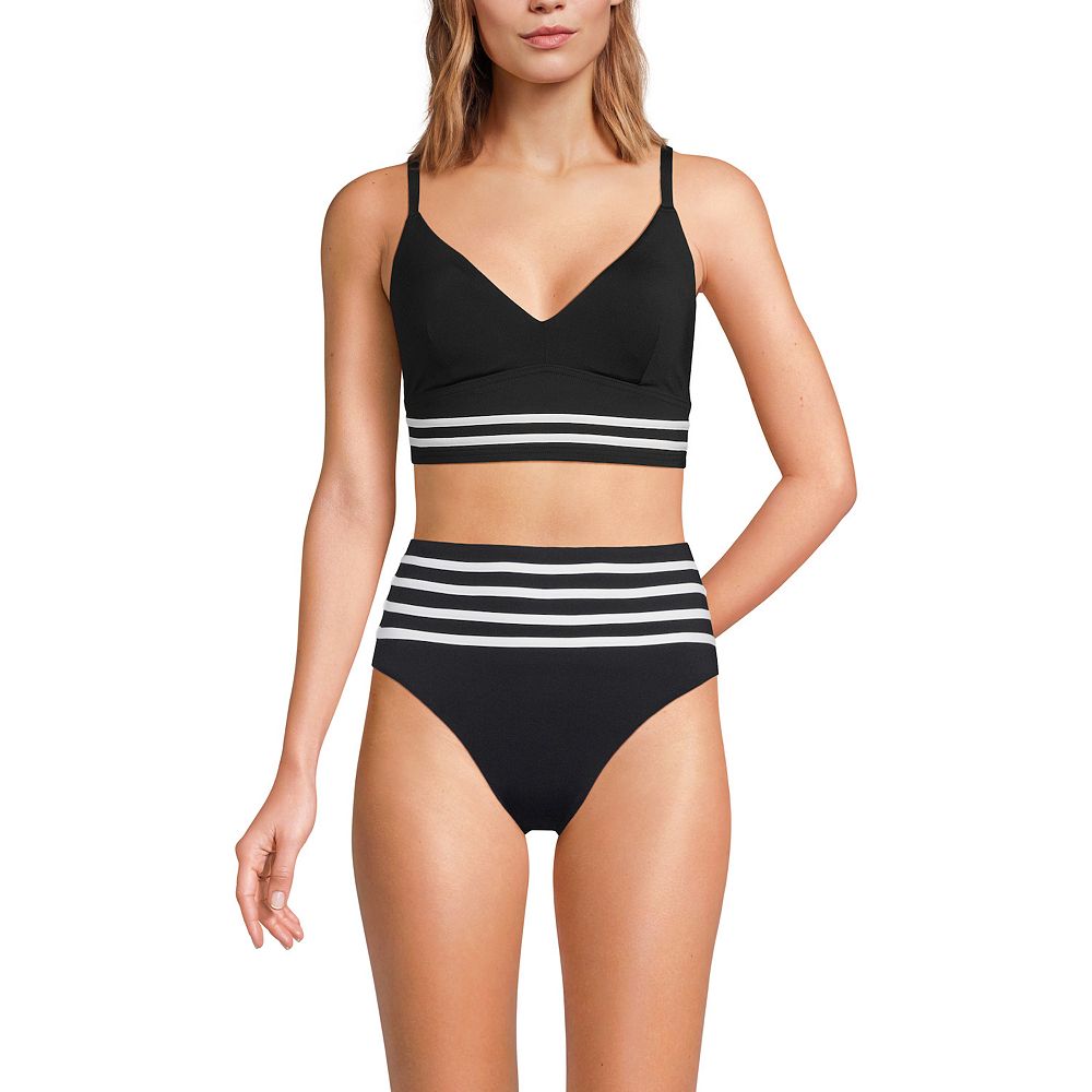 Women's Lands' End V-Neck Underwire Swim Top