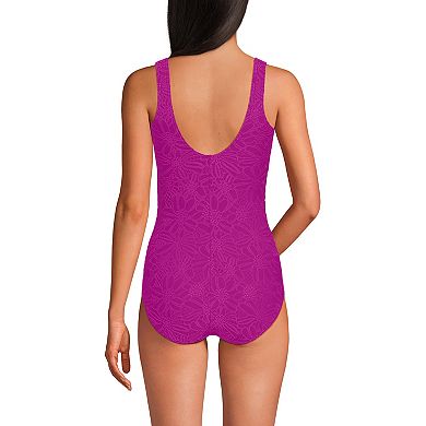Women's Lands' End Tugless Low Leg Lace One-Piece Swimsuit