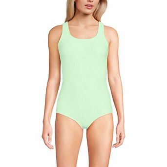Women's Lands' End Tugless Low Leg Lace One-Piece Swimsuit