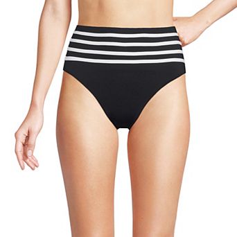 Women's Lands' End Smoothing High Waisted Swim Bottoms with Piping