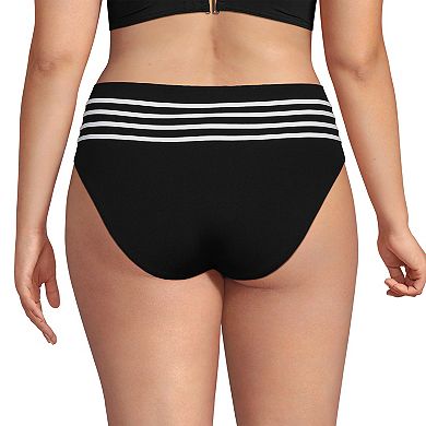 Plus Size Lands' End Smoothing High Waisted Swim Bottoms with Piping