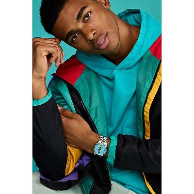 Disney's Mickey Mouse Eco-Drive Watch with Blue Dial & Stainless