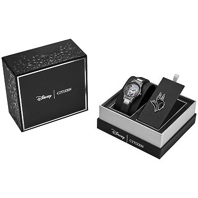 Disney's Villain Maleficent Eco-Drive Watch with Black Leather Strap & Stainless Steel Case by Citizen – GA1080-41Y
