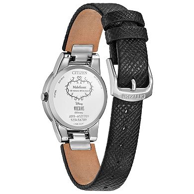 Disney's Villain Maleficent Eco-Drive Watch with Black Leather Strap & Stainless Steel Case by Citizen – GA1080-41Y