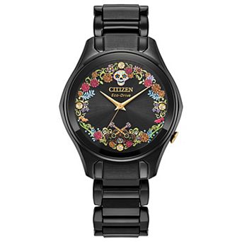 Disney / Pixar’s Coco Sugar Skull Eco-Drive Watch with Black Ion-Plated Stainless Steel Bracelet by Citizen – EM1175-51W