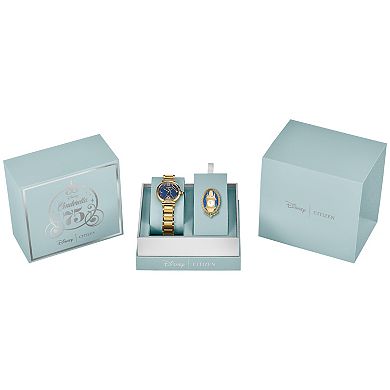 Disney Princess Cinderella Eco-Drive Watch with Gold Tone Stainless Steel Case, Blue Dial & Pin Box Set by Citizen – EM1068-69W