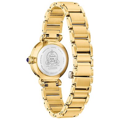 Disney Princess Cinderella Eco-Drive Watch with Gold Tone Stainless Steel Case, Blue Dial & Pin Box Set by Citizen – EM1068-69W