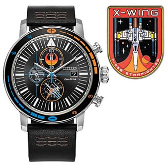 Star Wars Rebel Starfighter Eco-Drive Watch with Black Leather Strap & Pin Box Set by Citizen – CA0870-43W