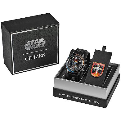 Star Wars Rebel Starfighter Eco-Drive Watch with Black Leather Strap & Pin Box Set by Citizen – CA0870-43W
