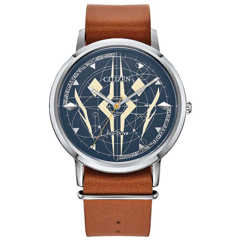 Star Wars Ahsoka Tano Eco-Drive Watch with Brown Leather Strap & Stainless Steel Case by Citizen  BJ6508-02W, Men's, Size: 40 mm, Blue