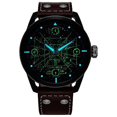 Star Wars X-Wing Fighter Eco-Drive Watch with Black Ion-Plated Stainless Steel Case & Brown Leather Strap by Citizen – AW1738-05W
