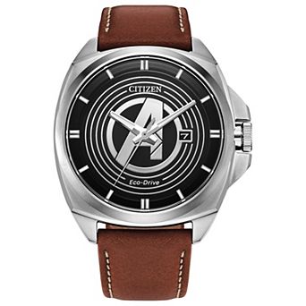 Marvel's Avengers Eco-Drive Watch with Brown Leather Strap & Stainless Steel Case by Citizen – AW1721-08W