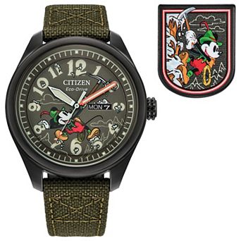 Disney's Mickey Mouse Alpine Climber Eco-Drive Watch with Cordura Strap & Pin Box Set by Citizen – AW0148-47W