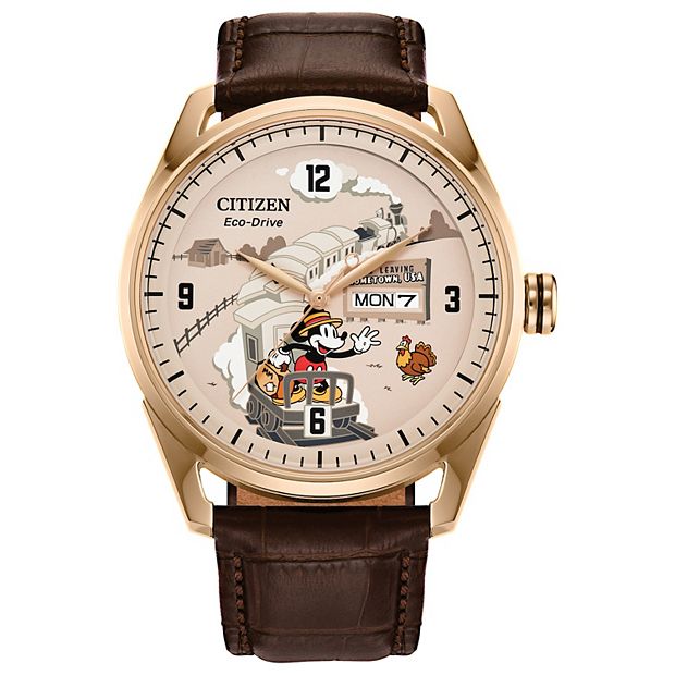 Disney's Mickey Mouse Hometown Eco-Drive Watch with Gold Tone