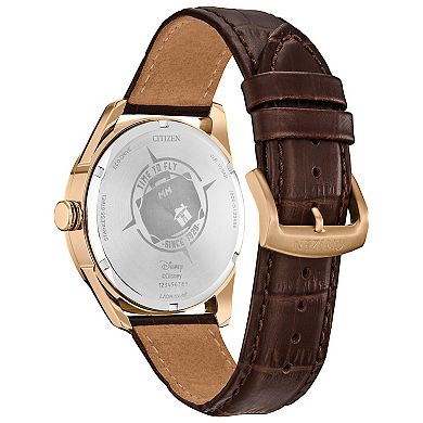 Disney's Mickey Mouse Hometown Eco-Drive Watch with Gold Tone Stainless Steel Case & Brown Leather Strap by Citizen – AW0088-04W