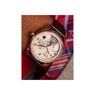 Disney's Mickey Mouse Hometown Eco-Drive Watch with Gold Tone Stainless Steel Case & Brown Leather Strap by Citizen – AW0088-04W